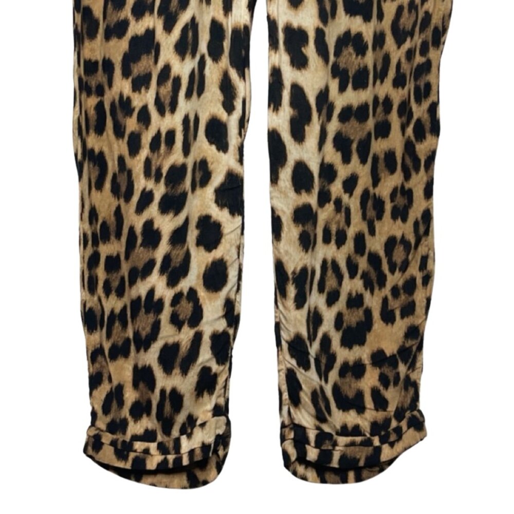ZARA | Women's Lightweight Leopard Print Elastic Waist Loose Fit Pants | Size M - Picture 3 of 13